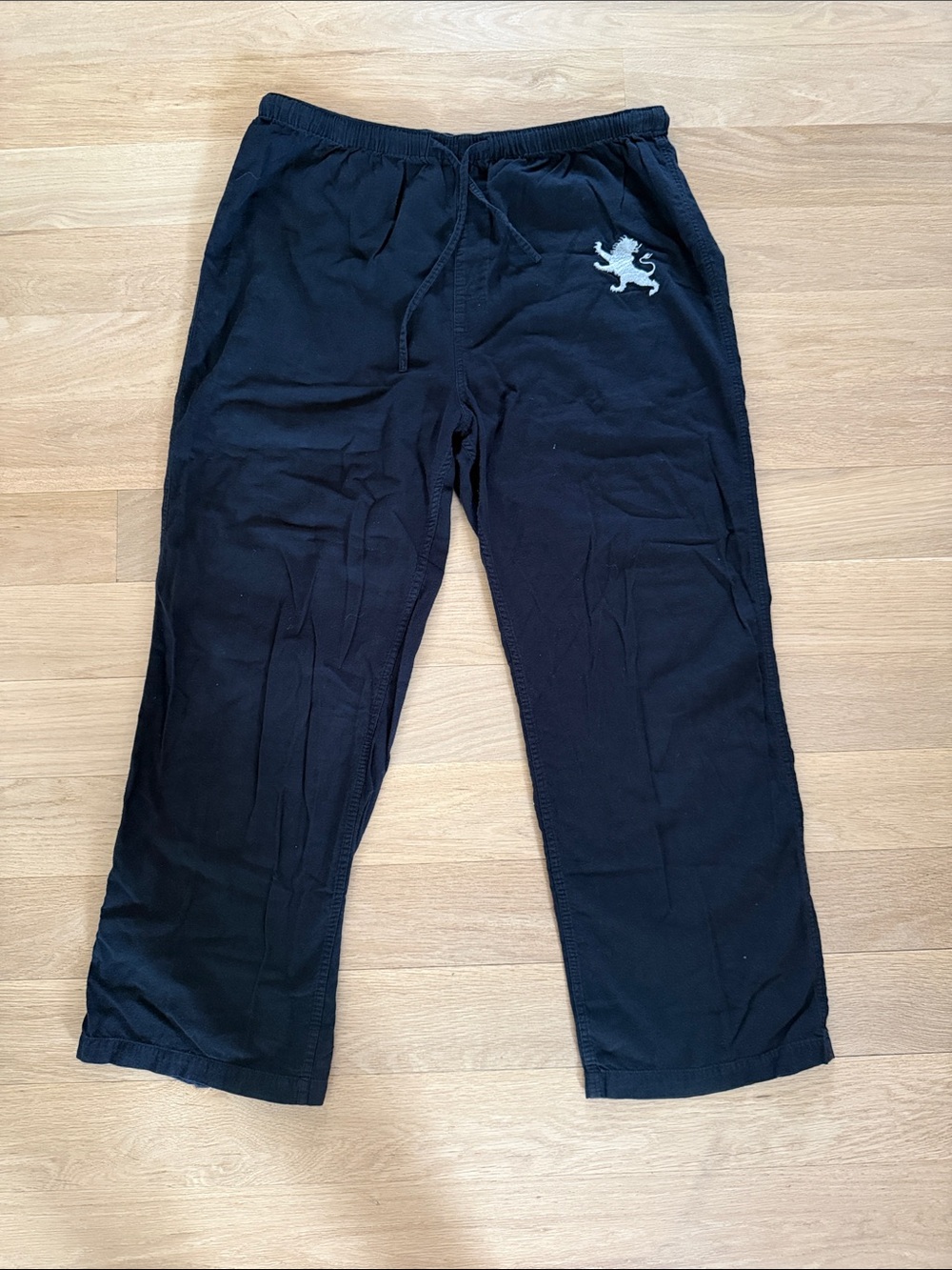 Express Men's Black Lounge Pants with Lion Crest Sz L/XL